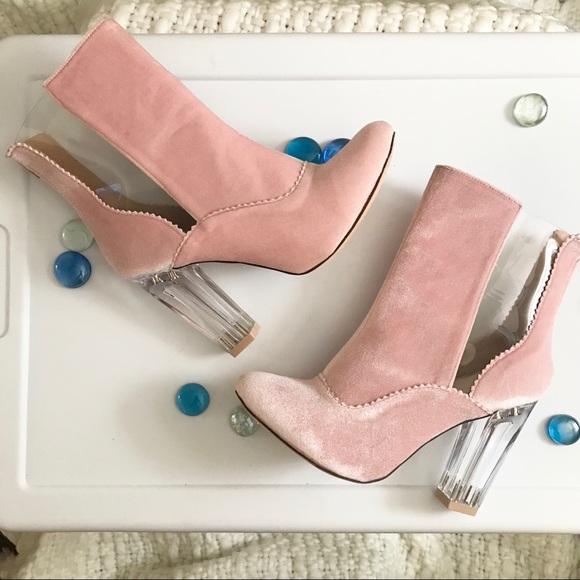 Chase + Chloe Shoes - Chase + Chloe Pink Velvet Ankle Boots
